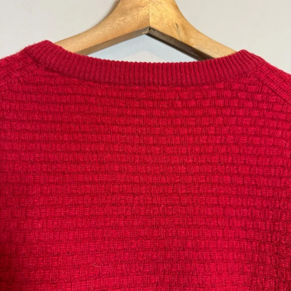 JoS. A. Bank Lambswool Basketweave Crewneck Sweater Pullover Mens Large Red Wool